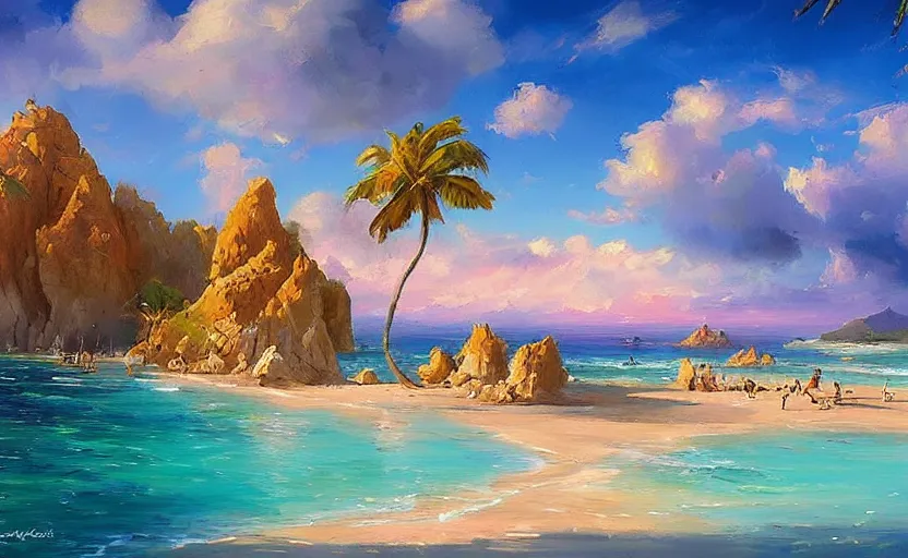 Image similar to paradise cosmic beach by vladimir volegov and raphael lacoste