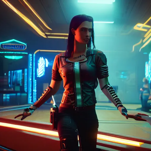 Image similar to winona rider in Cyberpunk 2077. CP2077. 3840 x 2160