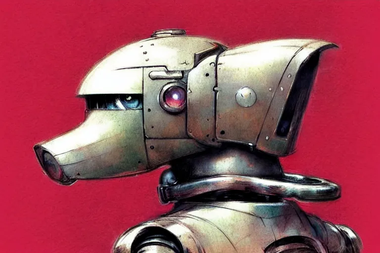 Image similar to adventurer ( ( ( ( ( 1 9 5 0 s retro future robot android dog. muted colors. ) ) ) ) ) by jean baptiste monge!!!!!!!!!!!!!!!!!!!!!!!!! chrome red