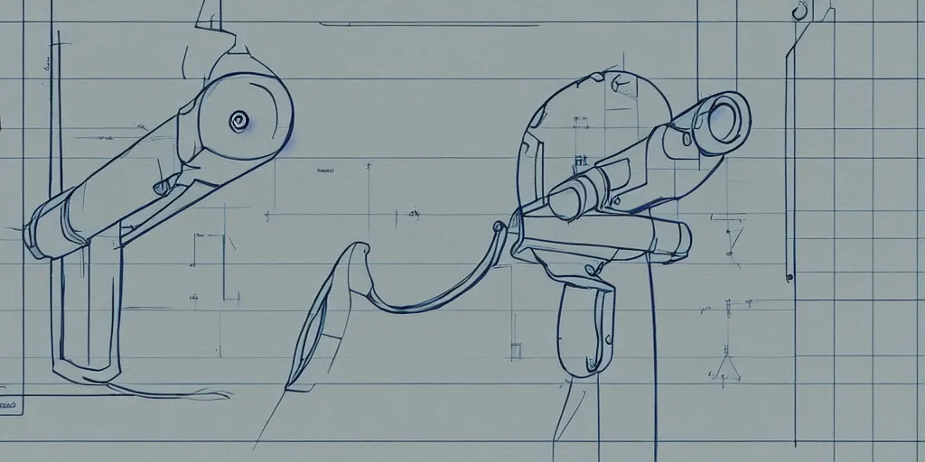 Image similar to portal gun blueprint, high detail