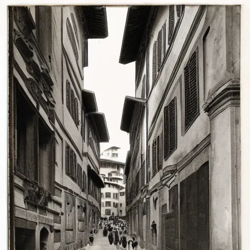 Image similar to daguerrotype photograph of florence, italy, 1 5 0 0 photograph, 1 6 th century, renaissance photograph, streets of florence