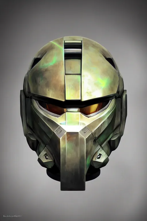 Image similar to robot ninja mask helmet halo master chief radiating a glowing aura global illumination ray tracing hdr fanart arstation by ian pesty and katarzyna da „ bek - chmiel