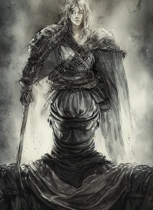 Image similar to portrait, the medieval hero, watercolor, dramatic lighting, cinematic, establishing shot, extremely high detail, foto realistic, cinematic lighting, pen and ink, intricate line drawings, by Yoshitaka Amano, Ruan Jia, Kentaro Miura, Artgerm, post processed, concept art, artstation, matte painting,