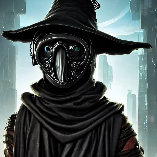 Image similar to cyberpunk plague doctor warrior, highly detailed, 4 k, hdr, smooth, sharp focus, high resolution, award - winning photo, artgerm, photorealistic