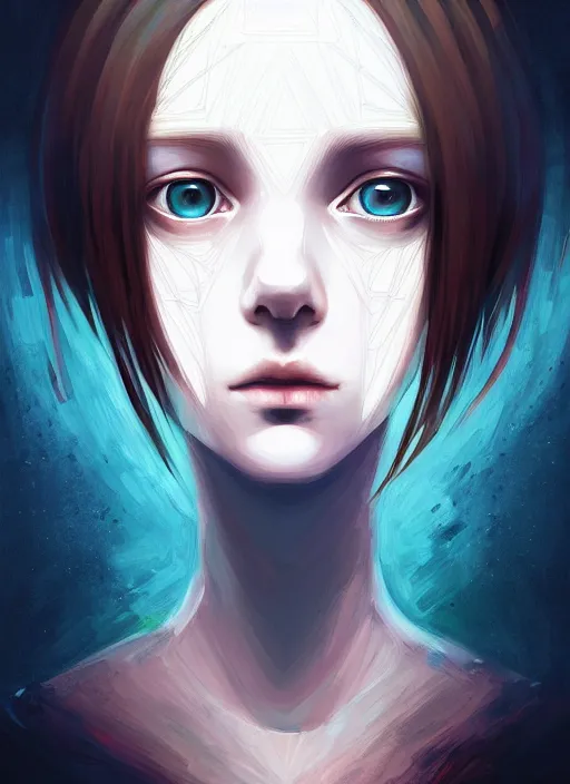 Image similar to symmetry!! portrait of lain, serial experiments : lain, intricate, elegant, highly detailed, digital painting, artstation, concept art, smooth, sharp focus, illustration, anato finnstark, anna kovalevskaya, pablo hurtado de mendoza, marton gyula kiss ( kimagu )