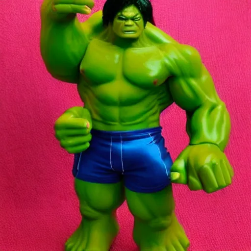 Prompt: Hulk wearing Barbie clothes