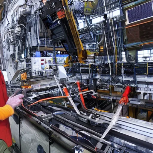 Prompt: a photograph of Gordon Freeman at work at the Large Hadron Collider