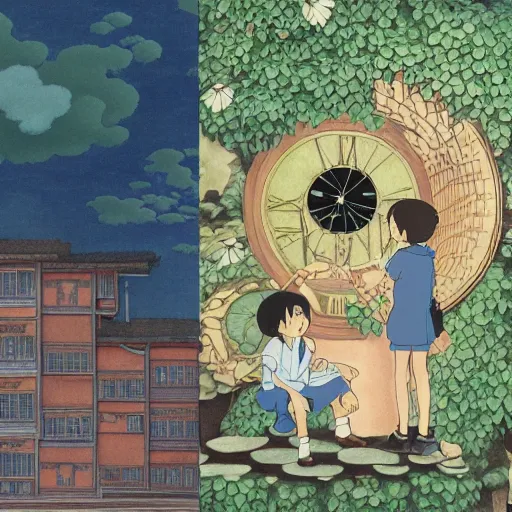 Image similar to TIME, by studio ghibli , By mc escher