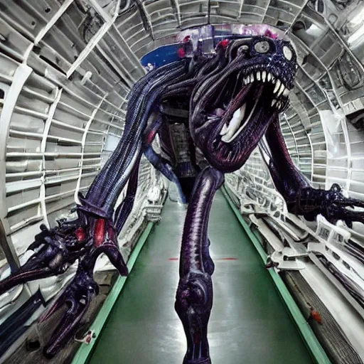 Prompt: xenomorph coming out of the large hadron collider