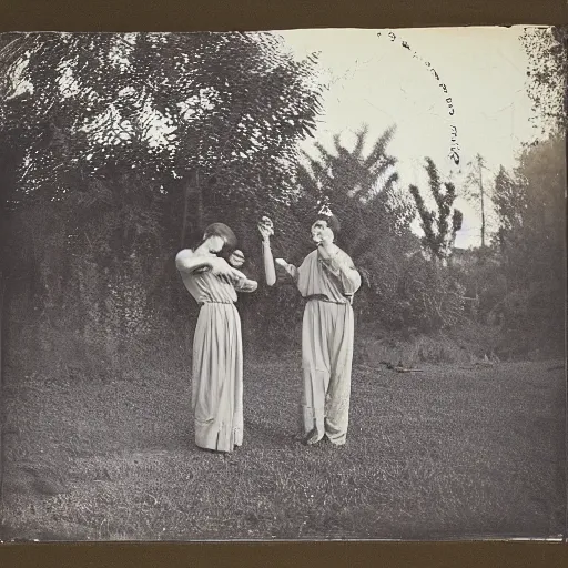 Image similar to Photograph, the warm, golden light of the sun casts a beautiful glow on the scene, and the gentle breeze ruffles the leaves of the trees. The figures in the photograph are engaged in a simple activity, the way they are positioned and the expressions on their faces suggest a deep connection. Peace and contentment, idyllic setting. tintype by Ilya Kuvshinov bold