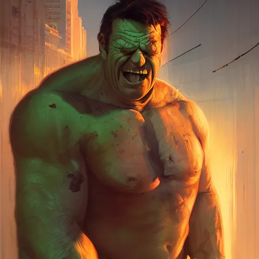 Image similar to highly detailed portrait venong merged with hulk gta v, stephen bliss, unreal engine, fantasy art by greg rutkowski, loish, rhads, ferdinand knab, makoto shinkai and lois van baarle, ilya kuvshinov, rossdraws, tom bagshaw, global illumination, radiant light, detailed and intricate environment