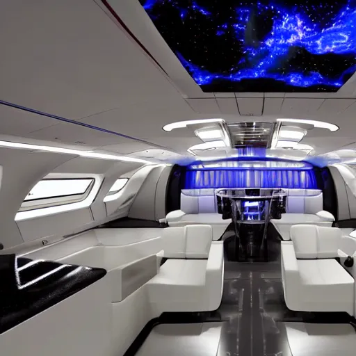 Prompt: Friends aboard a spaceship, sleek white metal interior with neon lights