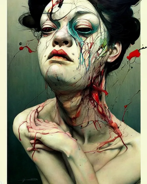 Image similar to there is ugliness in beauty, but there is also beauty in ugliness. in the style of adrian ghenie, esao andrews, jenny saville, edward hopper, surrealism, dark art by james jean, takato yamamoto