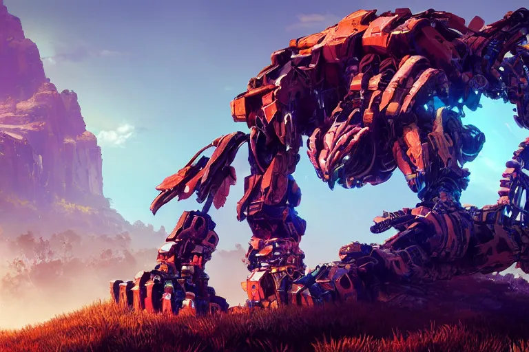 Image similar to clawstrider machine mecanical creature robot of horizon forbidden west horizon zero dawn bioluminiscence global illumination ray tracing hdr fanart arstation by ian pesty and alena aenami artworks in 4 k