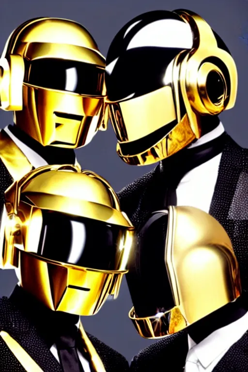 Prompt: the daft punk revealing their faces
