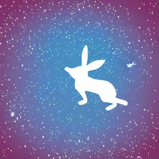 Image similar to running rabbit constellation, galaxy background, fantasy illustration