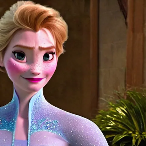 Prompt: Willem Dafoe as Elsa from Frozen