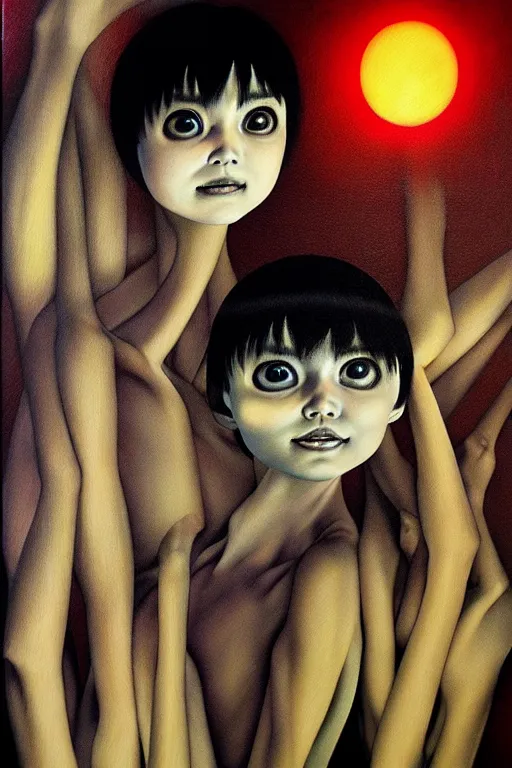 Image similar to dreams light up my life. by junji ito, hyperrealistic photorealism acrylic on canvas