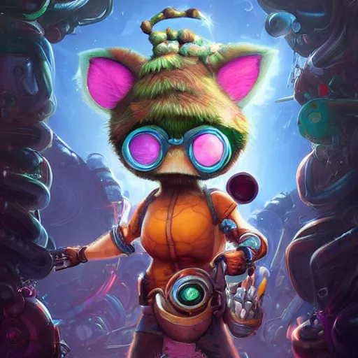 Image similar to biopunk teemo from league of legends, Pixar style, by Tristan Eaton Stanley Artgerm and Tom Bagshaw.