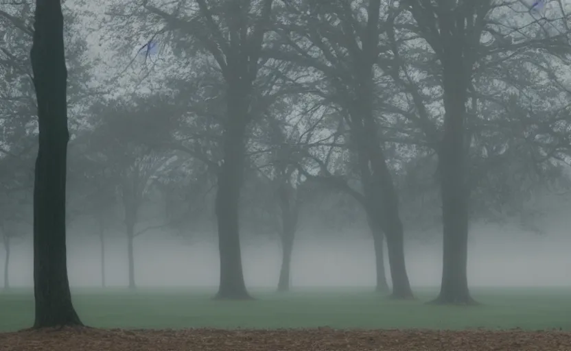 Image similar to cinematic shot of a lonely man with broken heart at park, moody scene from being john malcovich directed by charlie kaufman ( 2 0 0 1 ), foggy volumetric light morning, anamorphic lenses, kodak color film stock