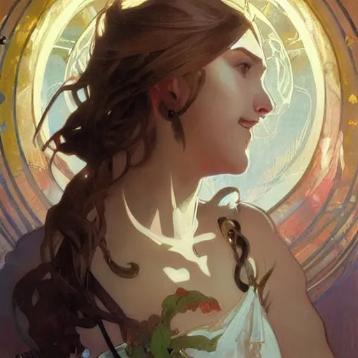 Image similar to portrait of lux from league of legends, art by alphonse mucha and greg rutkowski