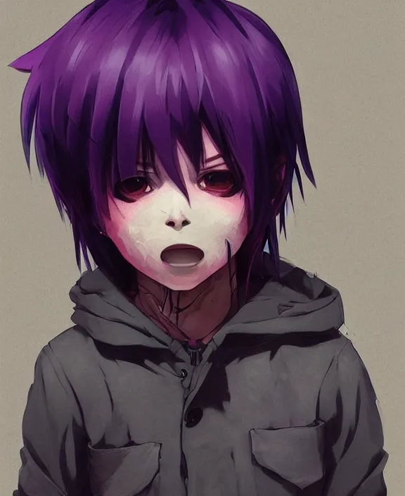 Premium AI Image  A cute anime boy with purple hair and chibi cartoon  generative ai