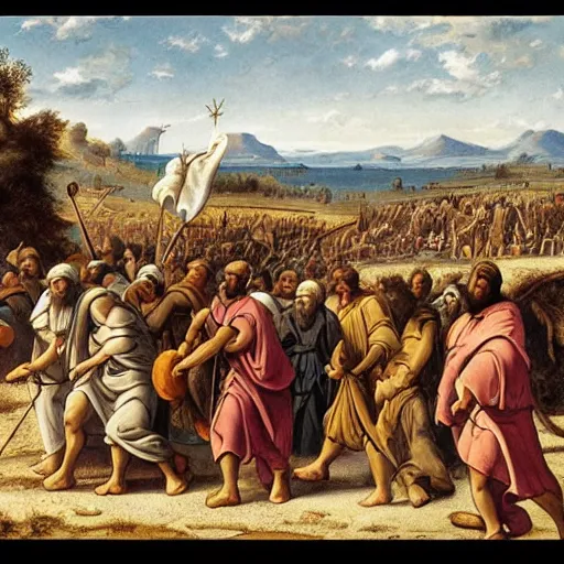 Image similar to Moses and the Israelites crossing the Sea