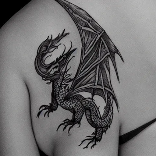 Flying Dragon Tattoo, Vintage Engraving Stock Vector - Illustration of  white, dragon: 163024171