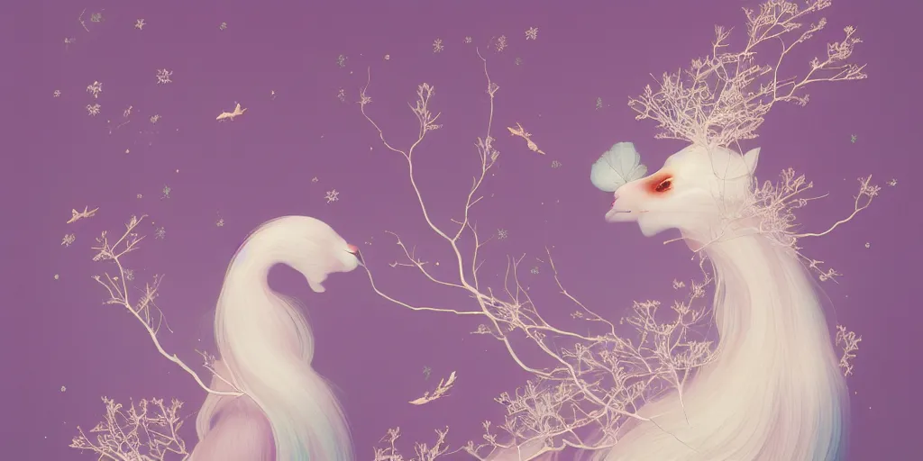 Image similar to breathtaking delicate winter creature by hsiao - ron cheng, pattern, bizarre compositions, exquisite detail, pastel colors, 8 k