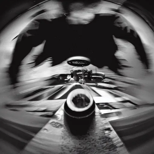 Image similar to award winning close up, black and white only, photo of, Tony Hawk, skateboarding, doing the loop, in the 1986 vert contest, by J. Grant Brittain, Atiba Jefferson, C. R. Stecyk III, fisheye lens, detailed faces, detailed skateboard, 8k, sharp image, balanced composition