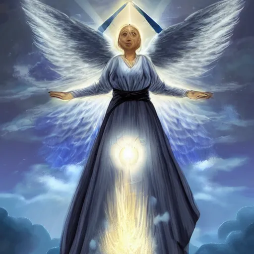 Image similar to a angel of light protecting planet earth drawn by boris valejo