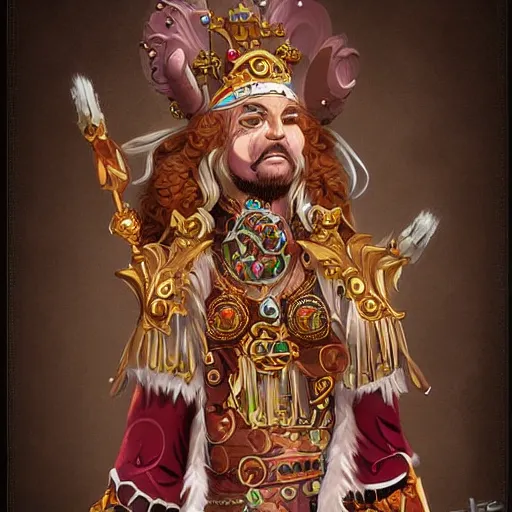 Image similar to concept fantasy art character design for a magical bingo drum player, ornate, detailed, intricate, dnd character,