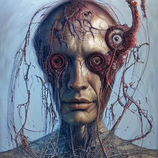 Image similar to the nostalgia critic portrait, body horror, biopunk, creative design, oil on canvas, zdzisław beksinski, marco mazzoni, peter gric