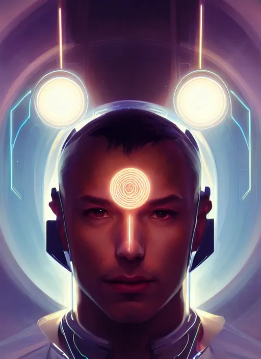 Prompt: symmetry!! portrait of male wizard, sci - fi, tech wear, glowing lights!! intricate, elegant, highly detailed, digital painting, artstation, concept art, smooth, sharp focus, illustration, art by artgerm and greg rutkowski and alphonse mucha