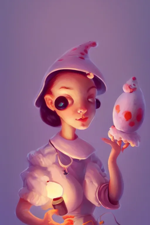 Image similar to super cute Fungal Maid character concept, soft light, soft mood, realistic body features and face, illustration, painting oil on canvas by Elena Zhurikhina and Goro Fujita, octane render trending on artstation, 4k, 8k, HD