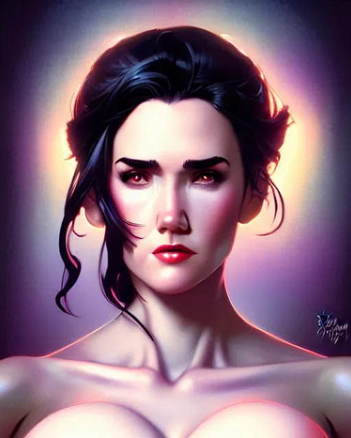 Image similar to a pin up and beautiful fashion charming dreamlke jennifer connelly, symmetrical face symmetrical eyes, character art, art by artgerm lau and wlop and and ilya kuvshinov and john singer sargent, joshua middleton comic art, frostbite 3 engine, cryengine