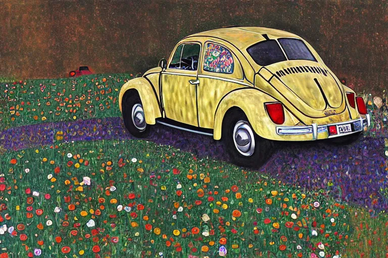 Image similar to gustav klimt vw beetle