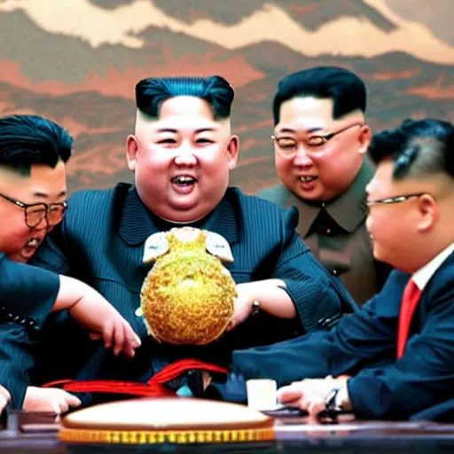 Image similar to kim jong - un as a giant robot fighting godzilla award winning photo