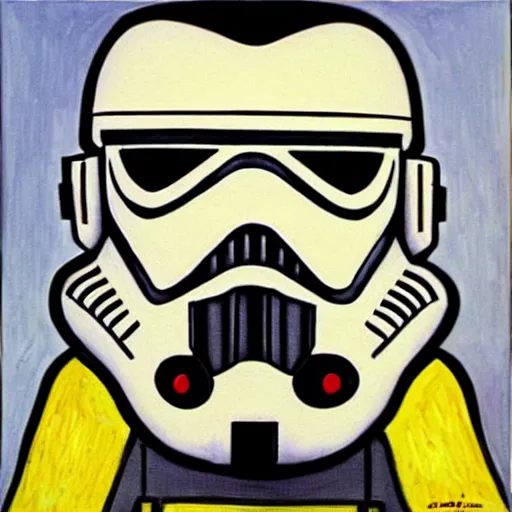 Image similar to portrait of stormtrooper, mash - up between mc escher and vincent van gogh