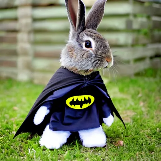 Image similar to rabbit dressed as batman