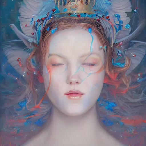 Image similar to thick oil painting of an ethereal princess by james jean