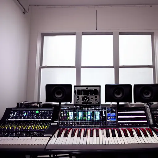 Image similar to music studio full of electronic equipment