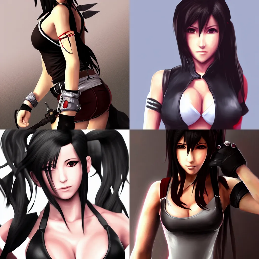 Prompt: beautiful digital art of tifa lockhart, trending on artstation