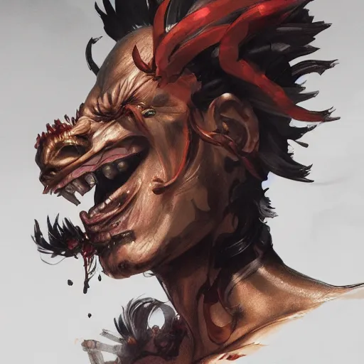 Image similar to realistic portrait of Kaido from one piece, dramatic lighting, illustration by Greg rutkowski, yoji shinkawa, 4k, digital art, concept art, trending on artstation