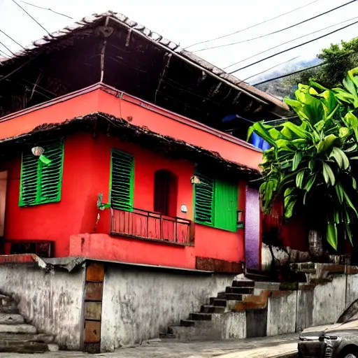 Prompt: rio de janeiro house. the house is in a favela. extremely detailed. wong kar wai, hyper - realistic, 8 k