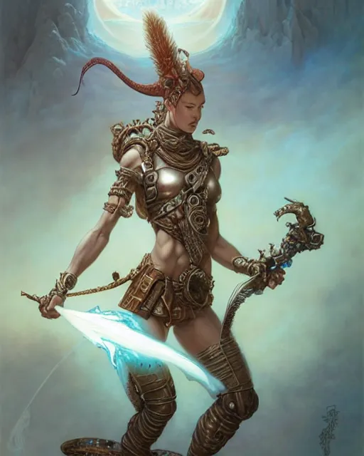 Image similar to beautiful warrior girl, fantasy character portrait, ultra realistic, wide angle, intricate details, the fifth element artifacts, highly detailed by peter mohrbacher, boris vallejo, hajime sorayama, wayne barlowe, aaron horkey, gaston bussiere, craig mullins