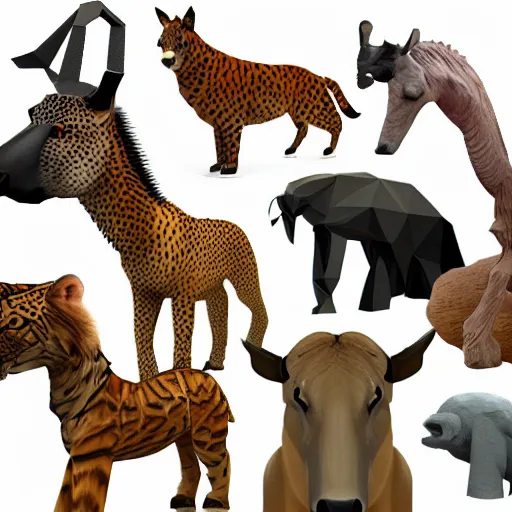 Image similar to low-poly models of various kinds of animals