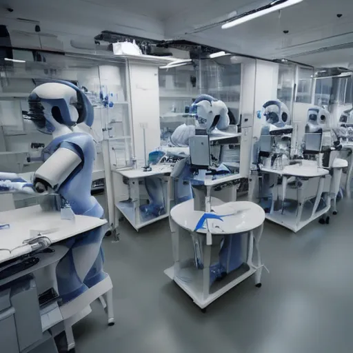 Image similar to a laboratory where humans are turned into robots