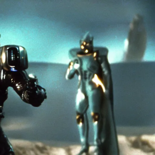 Prompt: film still of the 1 9 9 5 action science fiction movie'mr majestic : the final frontier '. climatic scene. 5 0 mm