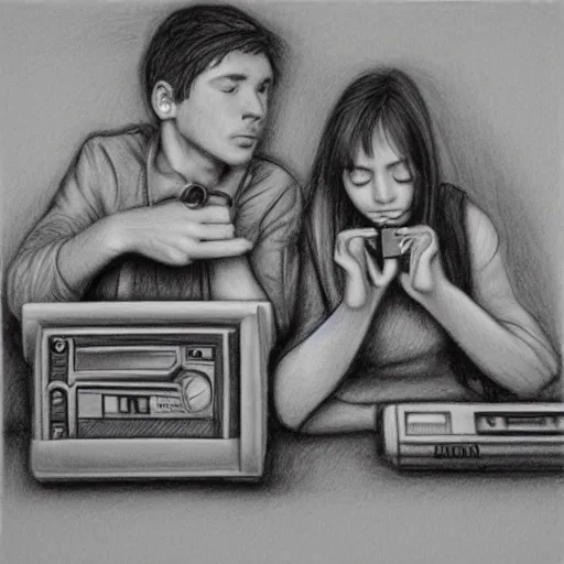 couples playing video games drawing